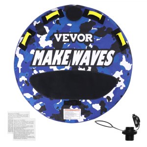 VEVOR Cuscinetto gonfiabile con tubo rimorchiabile, carico 154 kg 1-2 passeggeri tubi rimorchiabili rotondi per sport acquatici da 1315 mm per barche, copertura completa in nylon, manici in EVA