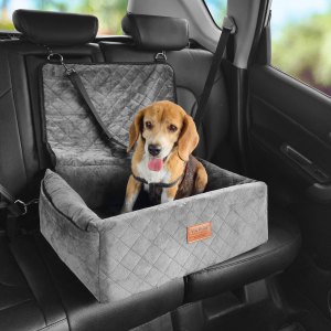 Seggiolino Auto Per Cani VEVOR | Fino A 18 Kg, Rialzo Con Tasca E Guinzaglio, Imbottitura In Spugna, Grigio