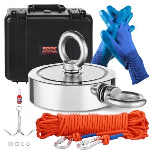 ULIBERMAGNET Magneti da pesca a doppio lato super potenti, avviamento per kit da pesca al neodimio combinato 400kg N52 con corda, per la pesca magnetica e la caccia al tesoro sott'acqua