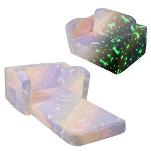 BEJOY - Divano letto pieghevole 2 in 1, poltrona per bambini, in flanella, per la cameretta, regalo di compleanno o per la giornata dei bambini, per bambine e bambini, grigio con stelle BEJOY - Divano letto pieghevole 2 in 1, poltrona per bambini, in flanella, per la cameretta, regalo di compleanno o per la giornata dei bambini, per bambine e bambini, grigio con stelle