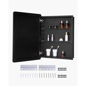 Armadietti per medicinali per bagno con specchio, armadietto per medicinali semi da incasso o specchio da bagno con ripiano – 40,6 cm x 61 cm