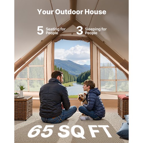 Tenda Gonfiabile Per Campeggio Con Pompa - Impermeabile 4 Stagioni Per Famiglie, Spaziosa E Facile Da Montare - Foto 4