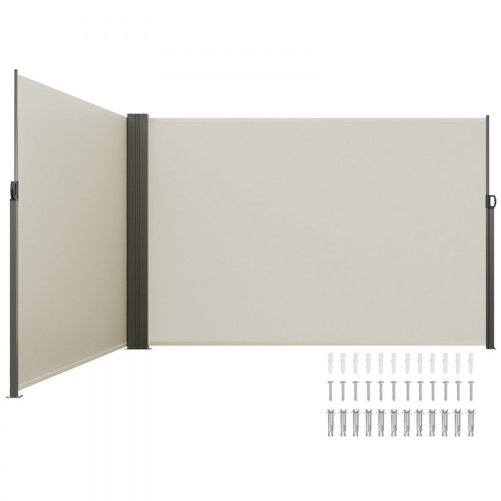 Tenda Laterale Retrattile VEVOR 200x600 Cm – Schermo Privacy Per Balcone E Giardino, Poliestere 180g/m² Impermeabile E UV30+ (Beige)