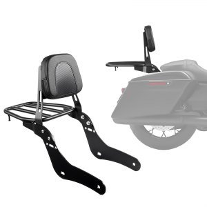 Cuscino Schienale Posteriore Per Moto/Scooter - Portapacchi Con Pads In Metallo, Accessorio Ricambio Nero - 3