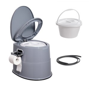 WC Portatile Pieghevole Warmiehomy Per Campeggio E Viaggi, In PP, Portata 150 Kg, Con Sacchetti E Gel Assorbente, Grigio, Leggero 1,4 Kg