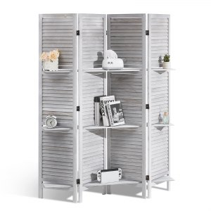 SOFE Divisorio In Legno A 3 Pannelli, Bianco, 90x81 Cm, Pieghevole E Autoportante Per Separazione Stanze E Privacy