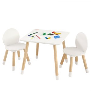 Set Tavolino + 2 Sedie Bambini VEVOR - Per Cameretta, Asilo E Gioco - Legno Naturale E Bianco - Foto 7