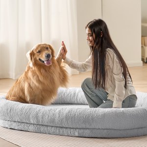 Cuccia per Cani Umano VEVOR 171x100x24 cm, Memory Foam Ortopedico, con Tasca Laterale, Rivestimento Sfoderabile, Lavabile in Lavatrice, Grigio | Leroy Merlin