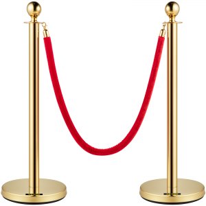 PATIKIL Corda Velluto Con Ganci Per Controllo Folla - 2 Pezzi Da 6 Piedi (1.8m), Ideale Per Code Hotel, Teatro, Eventi (Bianco/Dorato)