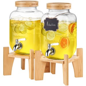 Lot De 2 Supports En Bois Et Fer Pour Distributeur De Boissons 20cm - Idéal Fêtes Et Restauration