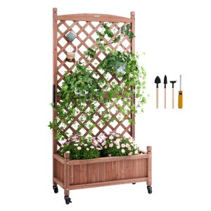 Confezione Da 2 Fioriere Rialzate Con Traliccio 140 Cm, Autoirriganti, Per Piante Rampicanti, Pomodori, Fiori, Con Serbatoio D'Acqua, Per Esterno E Serra - 2
