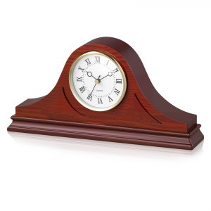 Orologio A Pendolo In Legno Di Ciliegio Con Movimento Scheletro Al Quarzo - Finitura Pianoforte, Lunetta Cromata - 24x24x7 Cm