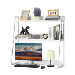 Libreria Da Scrivania A 3 Ripiani Con 2 Cassetti - VEVOR, Dimensioni 94x25.4x79.2cm, Bianco, Per Ufficio O Casa