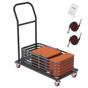 Carrello Porta Sedie Pieghevoli - Capacità 136 Kg, Per 25 Sedie, Con Ruote In Gomma
