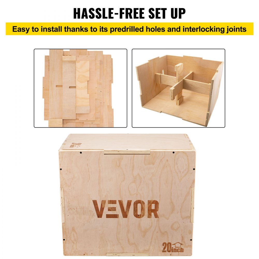 VEVOR 木製プライオボックス プライオメトリックボックス 3in1 プライオジャンプボックス 61x40x50cm ライザー筋力トレーニング