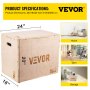 VEVOR 木製プライオボックス プライオメトリックボックス 3in1 プライオジャンプボックス 61x40x50cm ライザー筋力トレーニング