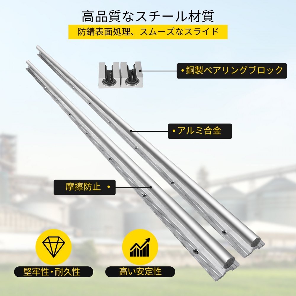 VEVOR リニアレール SBR20-1500mm 2 リニアスライドガイド 4 SBR20UU ベアリングブロック付き