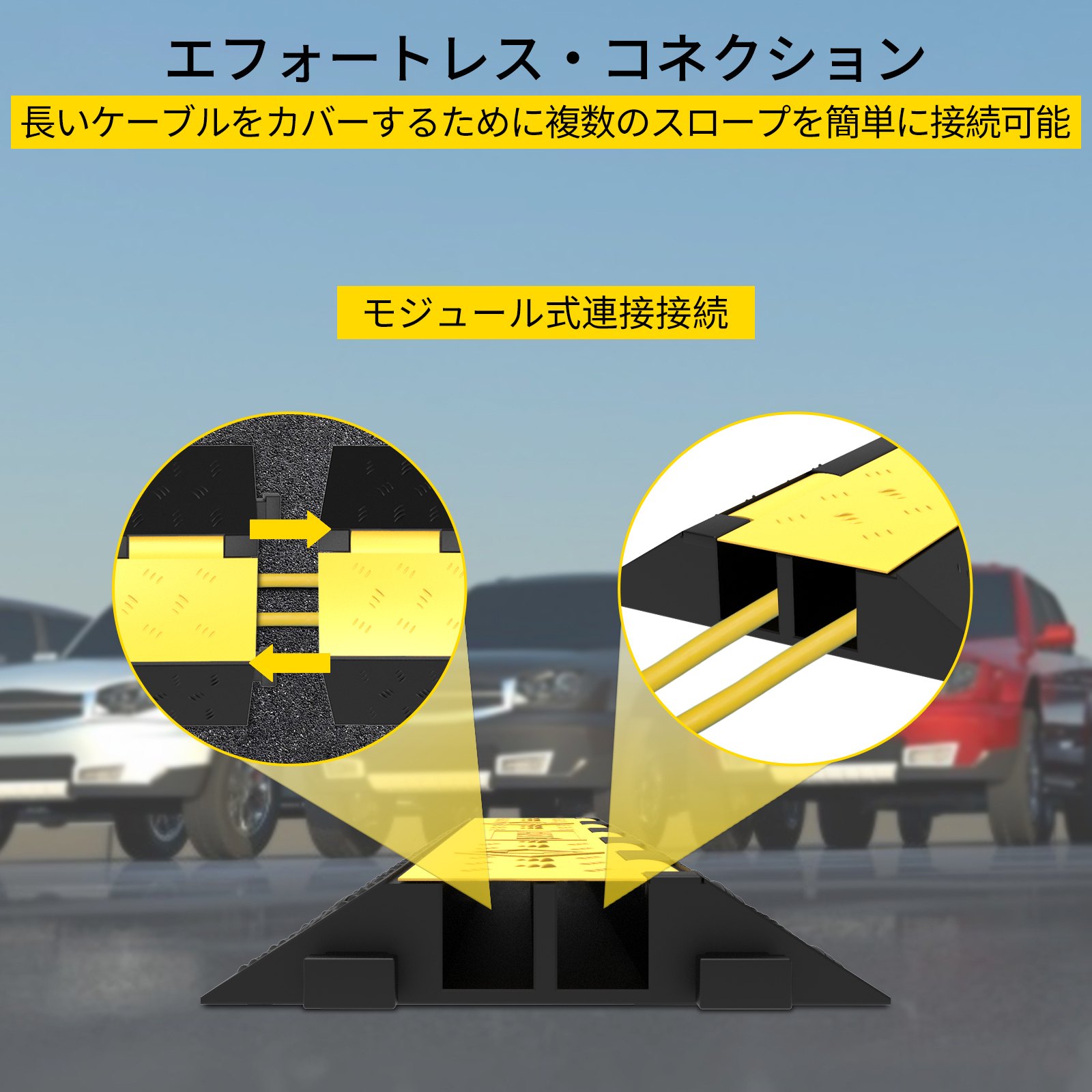 3PCS 2チャンネルゴム ケーブルプロテクターカバー 11000 ポンドの容量 40×9.8×2インチ