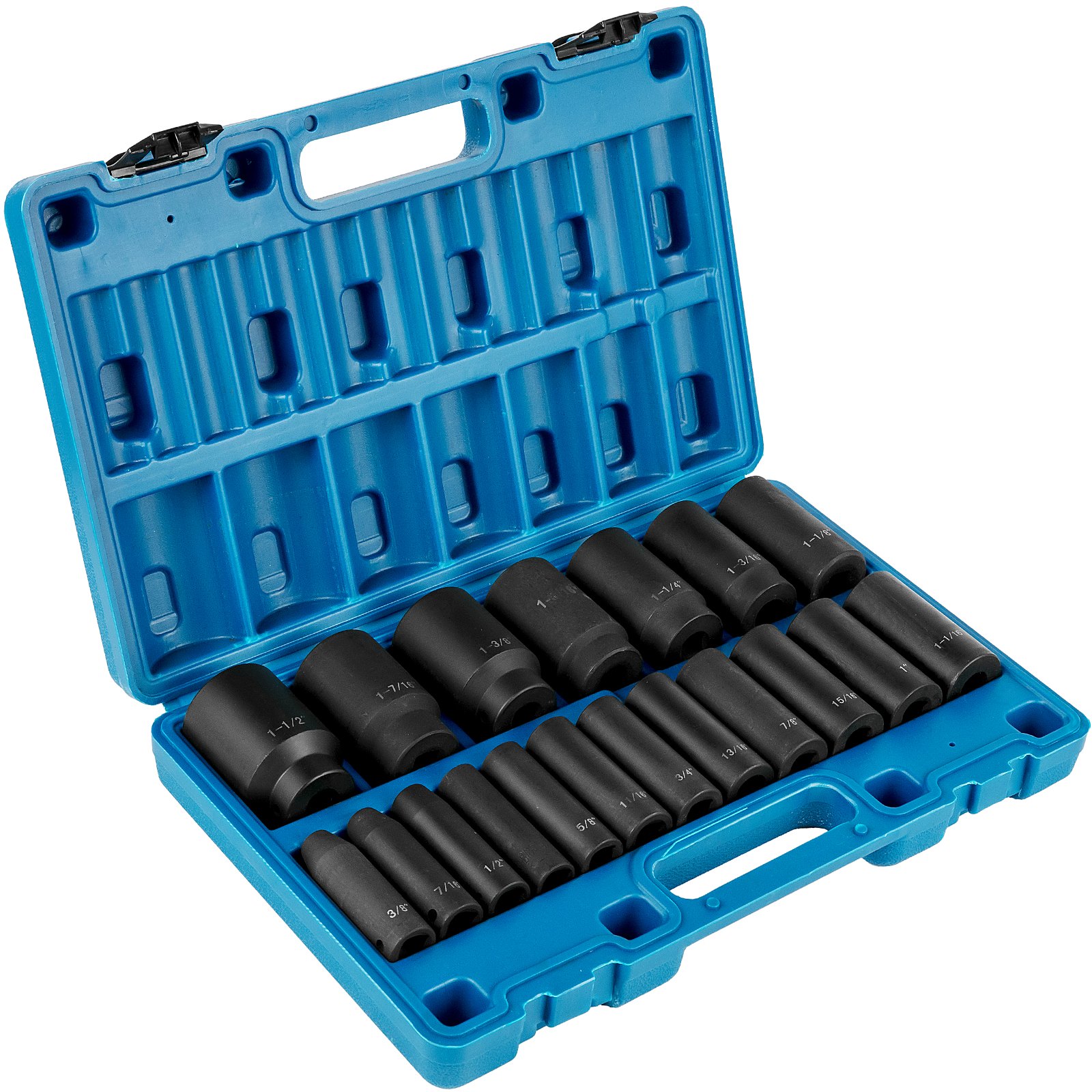 VEVOR インパクトソケットセット 1/2インチ ドライブ 19PCS 3/8インチ-1-1/2インチ ディープ6ポイントソケット