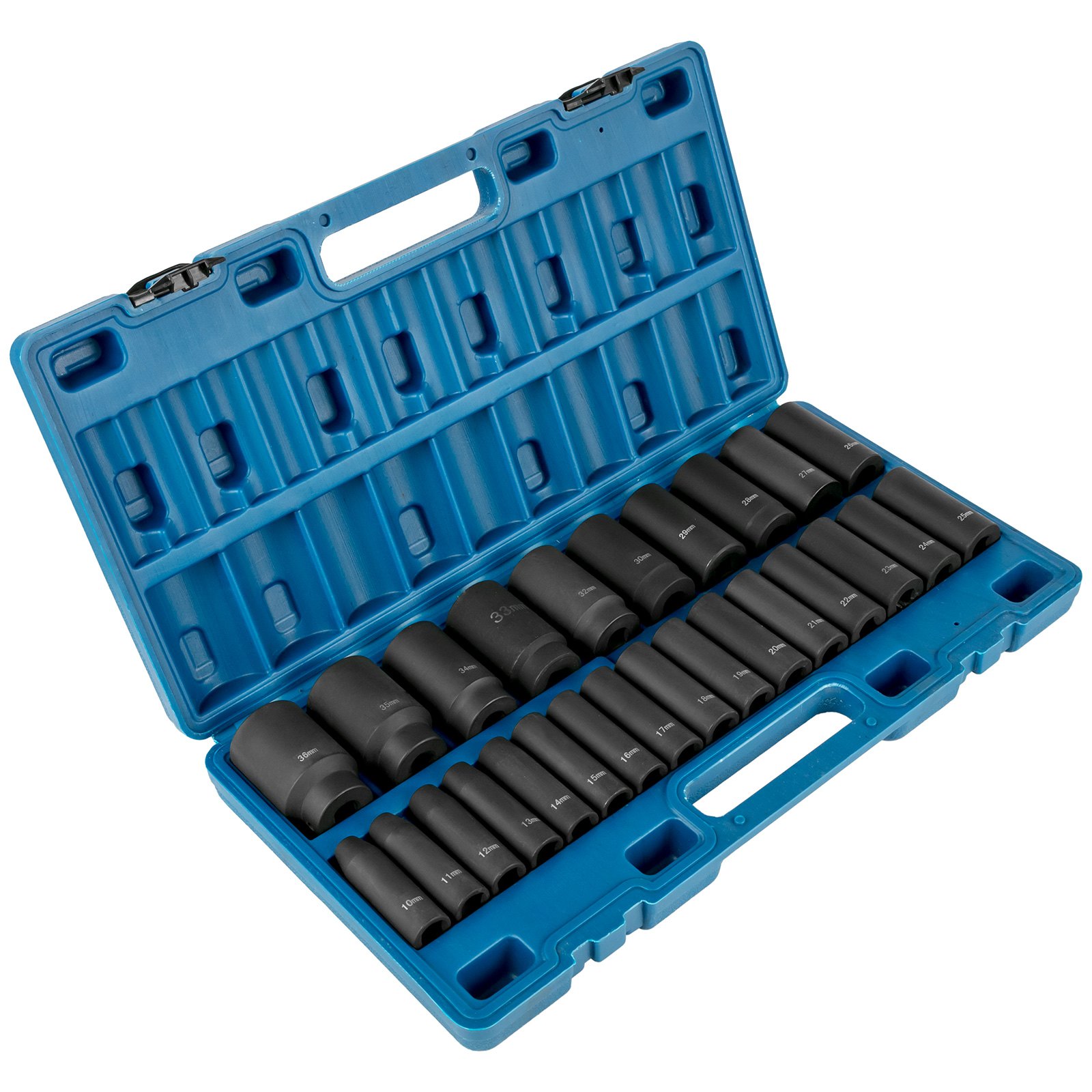 VEVOR インパクトソケットセット 1/2インチ ドライブ 26PCS メートル法 10mm-36mm ディープ6ポイントソケット