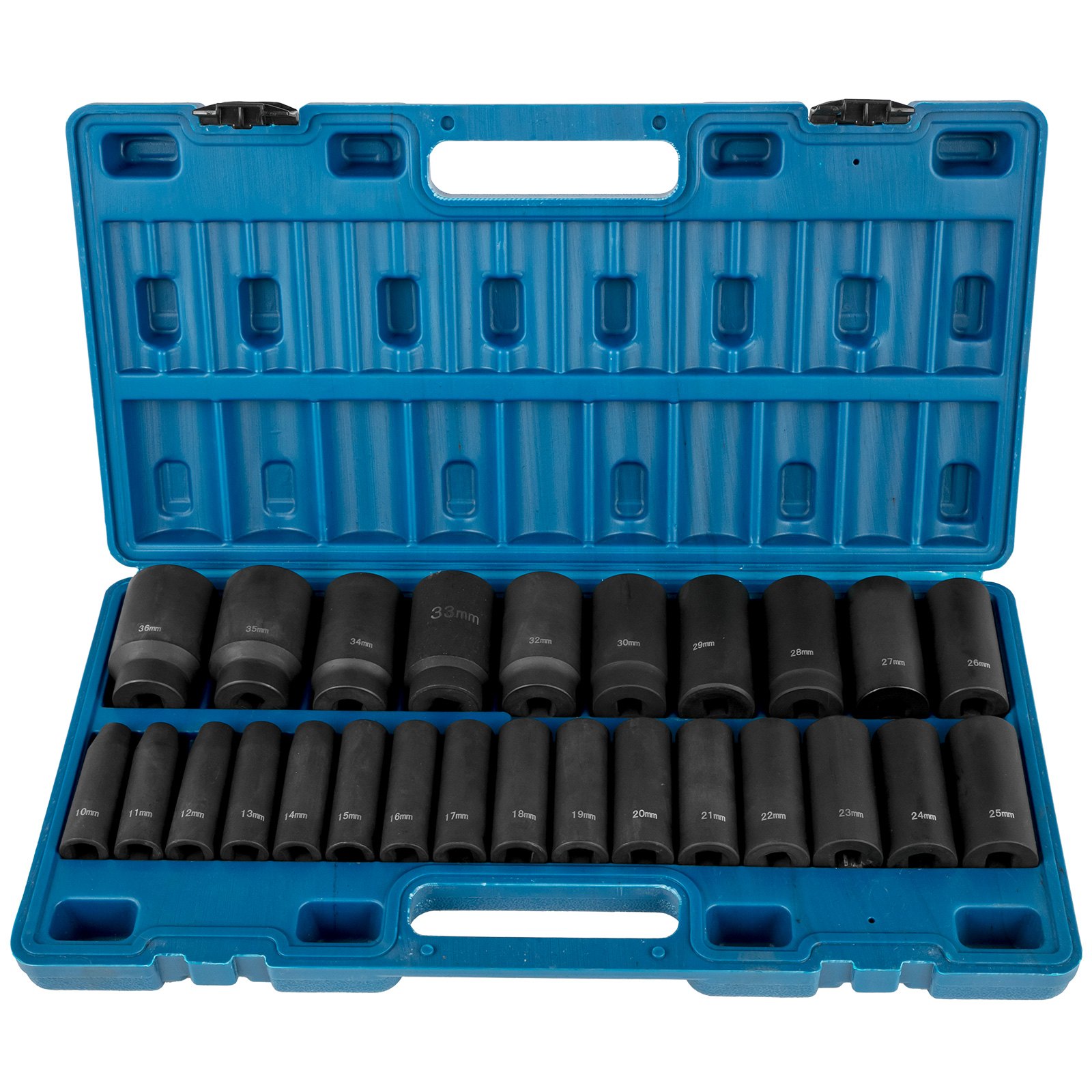 VEVOR インパクトソケットセット 1/2インチ ドライブ 26PCS メートル法 10mm-36mm ディープ6ポイントソケット