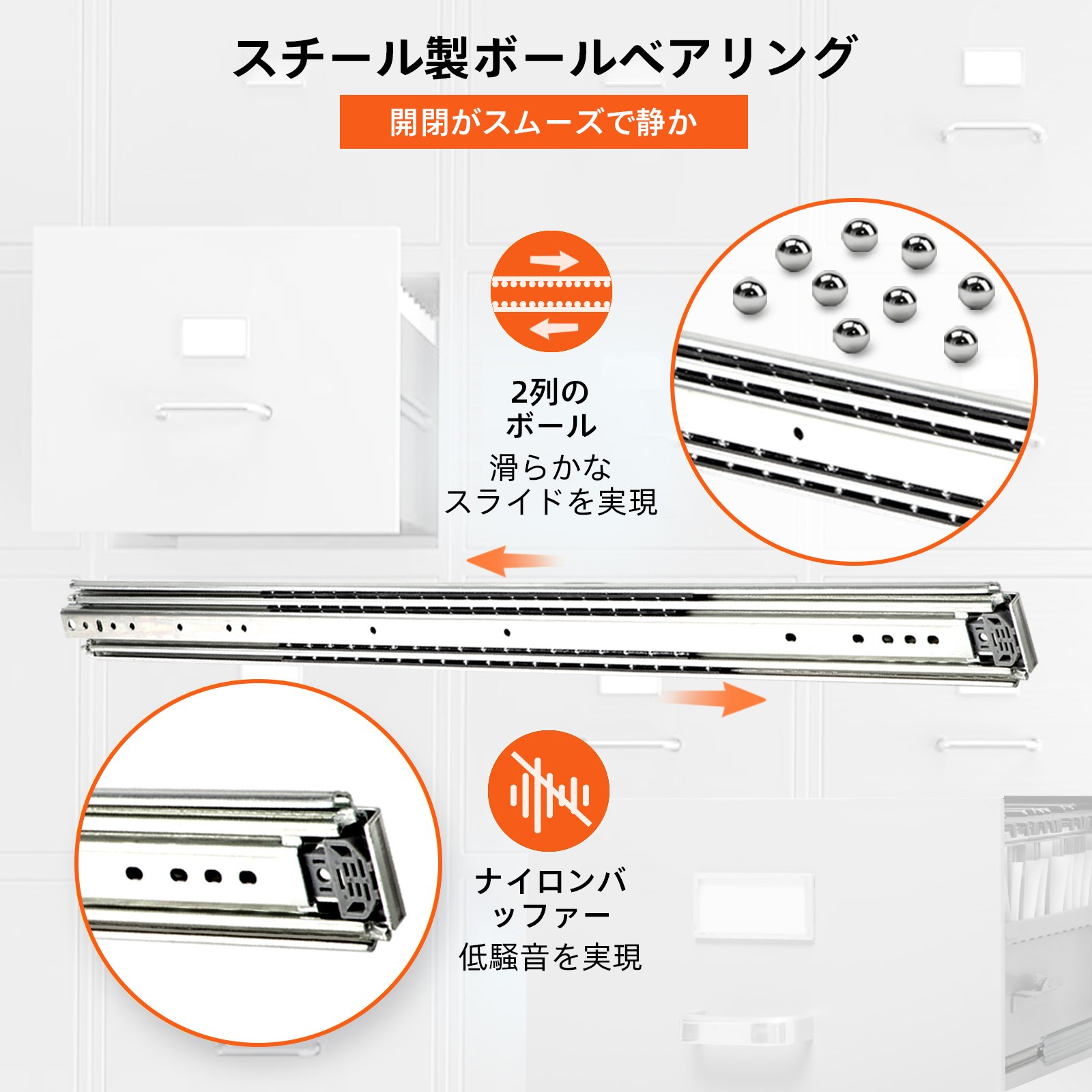 VEVOR 引き出しスライドレール ソフトクローズ 引き出し 1本入(ペア) 91.44cm 完全な拡張 225kg