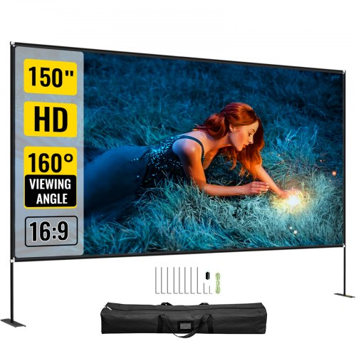 VEVOR 屋外用映画スクリーン スタンド付き ポータブル プロジェクター スクリーン 150" 16:9 HD 4K