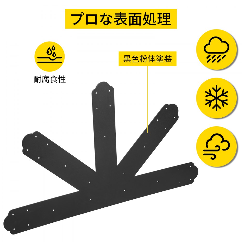 VEVOR ゲーブルプレートトラスコネクタプレート 12:12 ゲーブルブラケット 黒色粉体塗装
