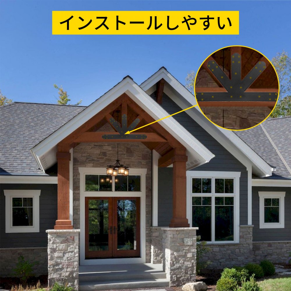 VEVOR ゲーブルプレートトラスコネクタプレート 12:12 ゲーブルブラケット 黒色粉体塗装