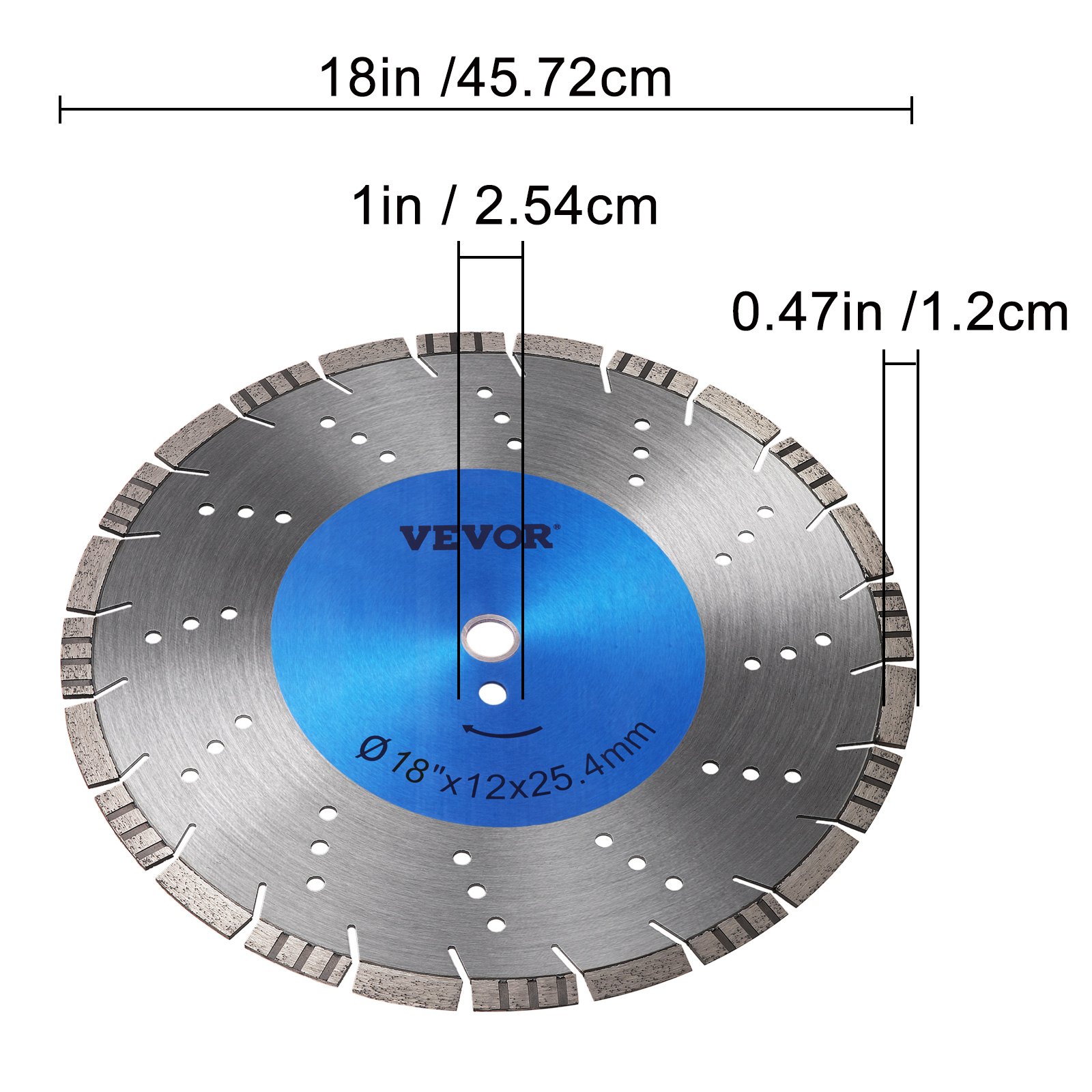 VEVOR 18インチ ダイヤモンドブレード コンクリートソーブレード セグメント高さ0.47インチ コンクリート用