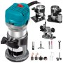 710W 最大トルク 可変速度30000RPM コンパクトルーター プランジベース、チルトベース、オフセットベース、1/4インチ・3/8インチコレット付き