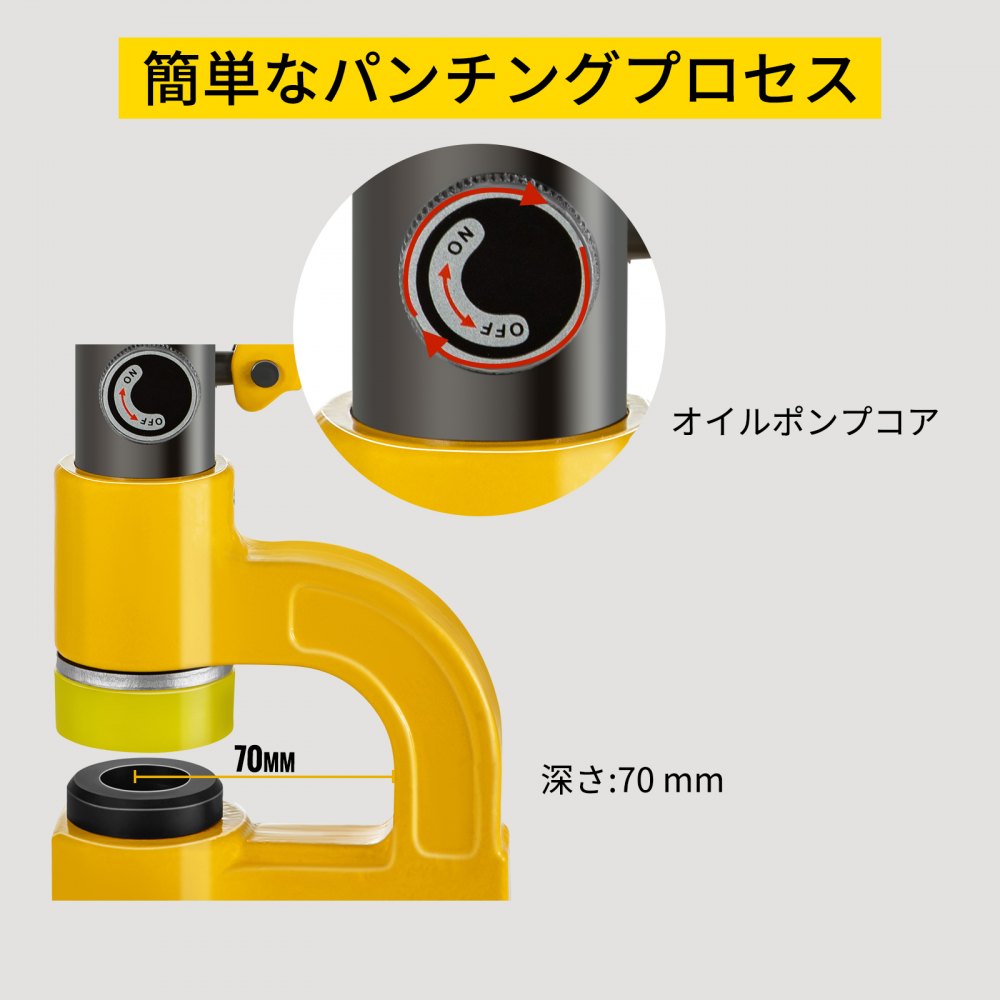 VEVOR 油圧ホールパンチャー 6T 手動ホールディガーパンチ、0.63-0.98インチダイス5個付き