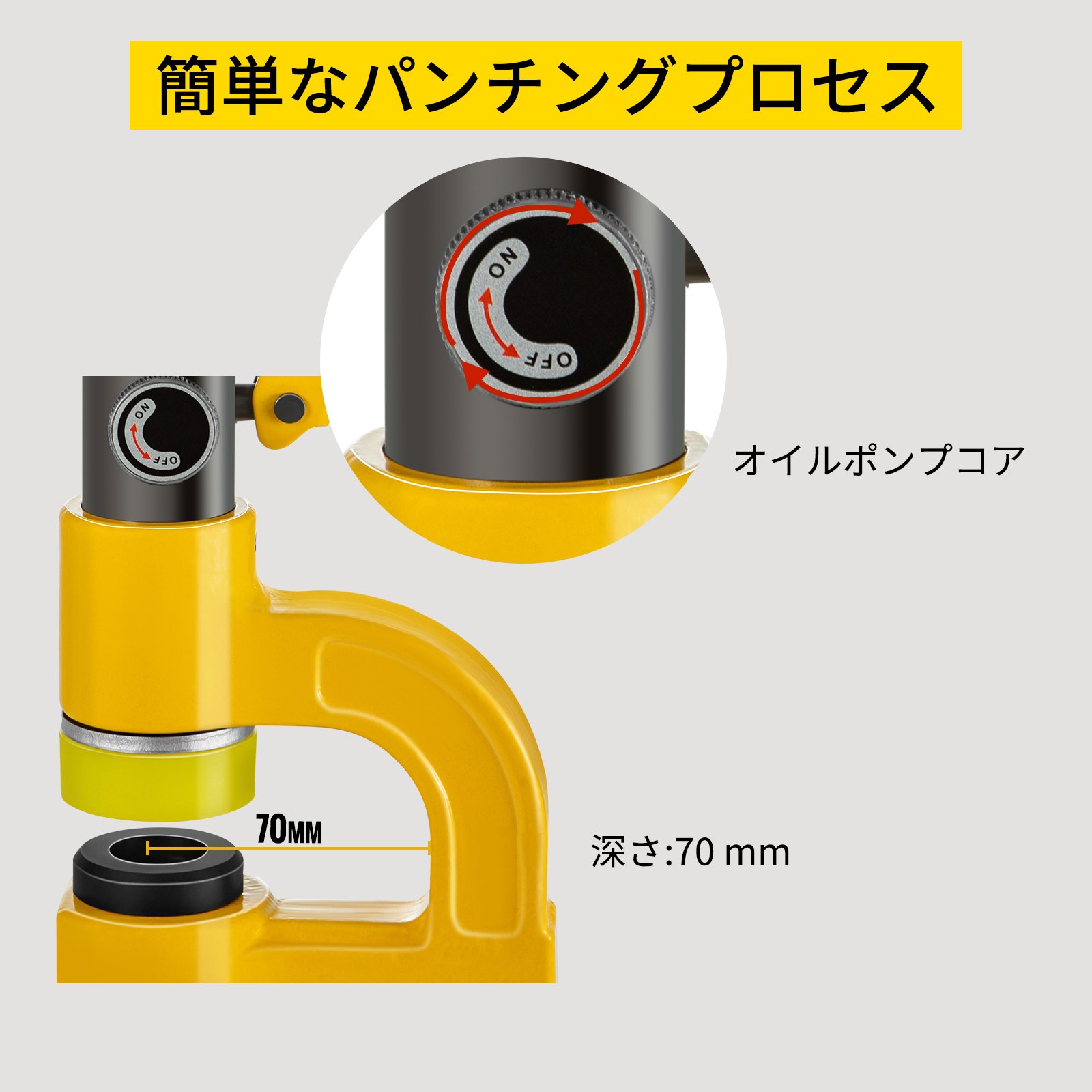 VEVOR 油圧ホールパンチャー 6T 手動ホールディガーパンチ、0.63-0.98インチダイス5個付き