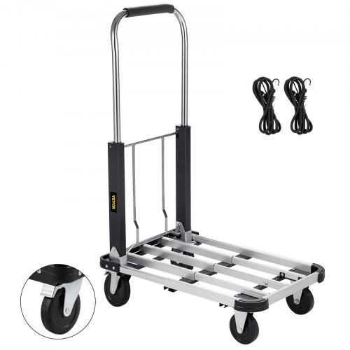 VEVOR 折りたたみ式ハンドカート 耐荷重330ポンド ドリートラック 4輪荷物トロリー付き