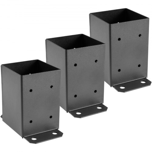 4x4インチ ポストベース、ポストアンカー 3PCS デッキサポート用 黒色粉体塗装ブラケット