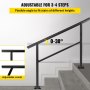 屋外ステップ用手すり 屋外手すり 屋外階段の手すり 121x85cm 黒 3-4ステップに適合