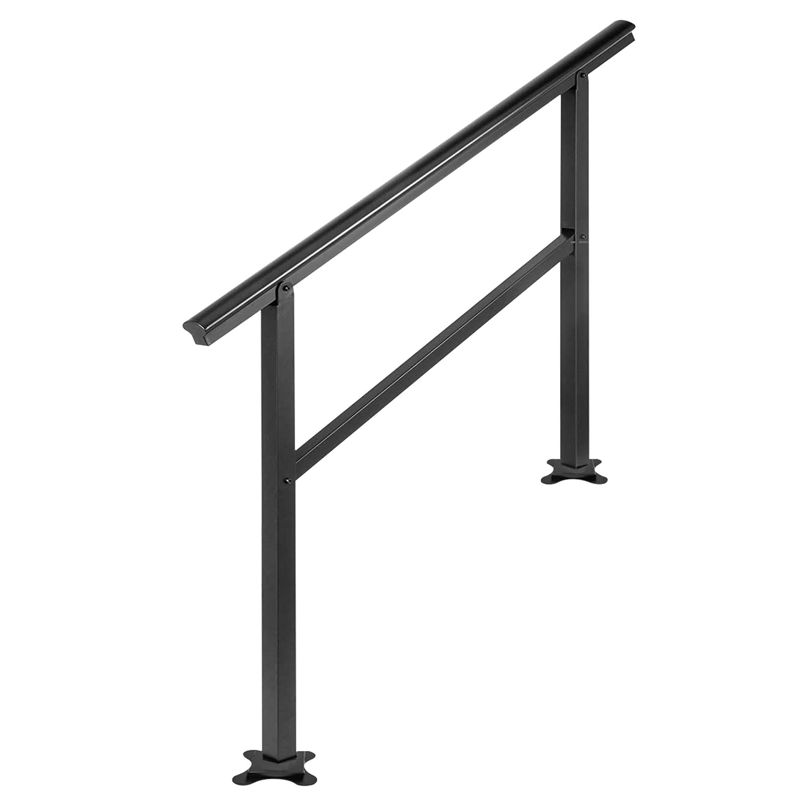 屋外ステップ用手すり 屋外手すり 屋外階段の手すり 121x85cm 黒 3-4ステップに適合