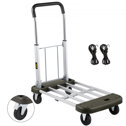 VEVOR 折りたたみ式ハンドカート 耐荷重330ポンド ドリートラック 4輪荷物トロリー付き