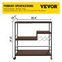 VEVOR モバイルバーカート 工業用バーカート 3つの棚 ホームバーカート ワインラック付き