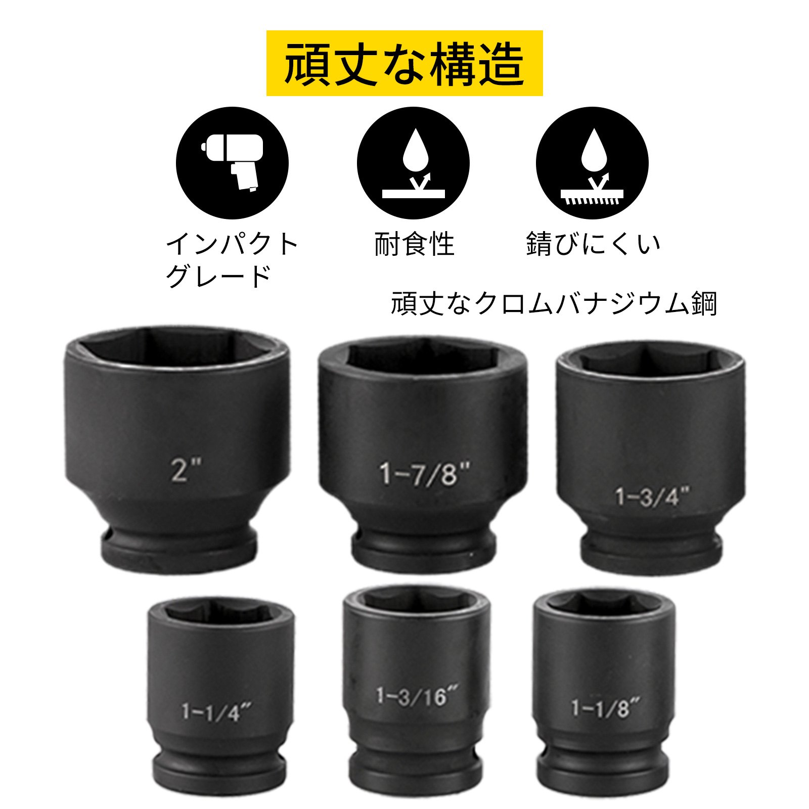 インパクトソケットセット インパクトソケット 3/4インチ 21PCS 3/4-2インチ SAE