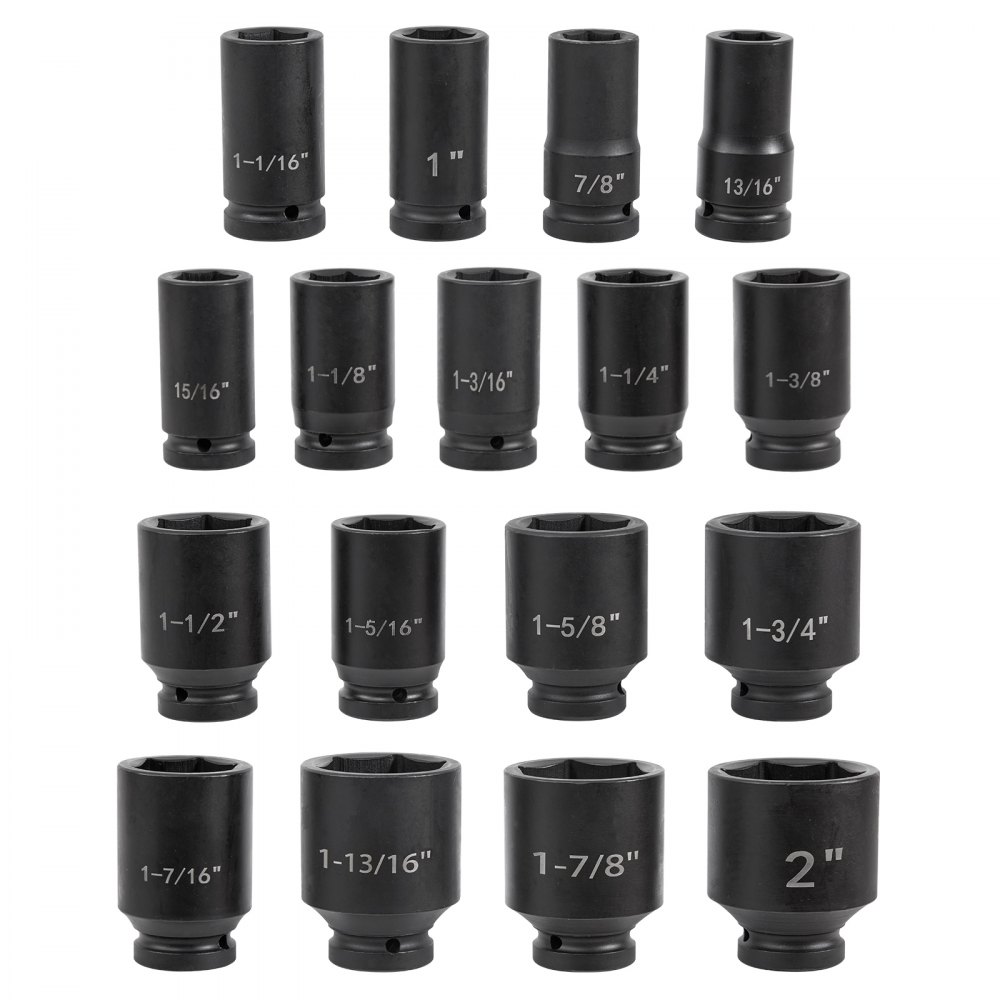 ディープインパクトソケットセット 3/4インチ 22PCS 7/8-2インチ SAE 6ポイントエクステンションバー