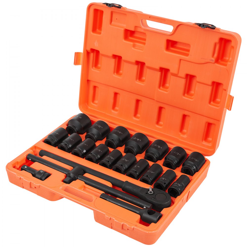 ディープインパクトソケットセット 3/4インチ 22PCS 7/8-2インチ SAE 6ポイントエクステンションバー