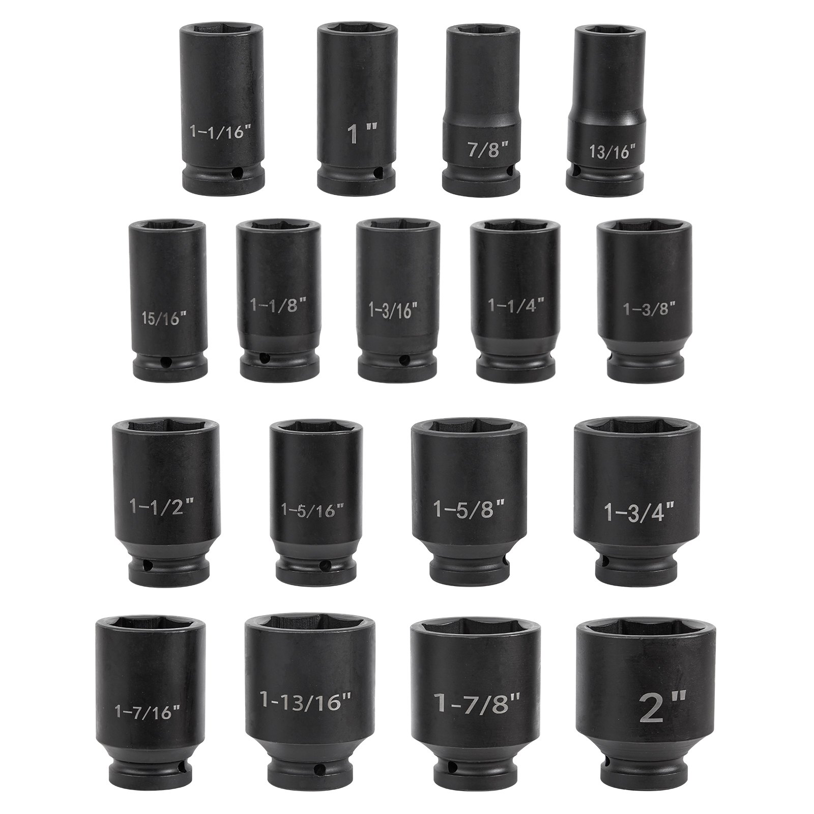 ディープインパクトソケットセット 3/4インチ 22PCS 7/8-2インチ SAE 6ポイントエクステンションバー