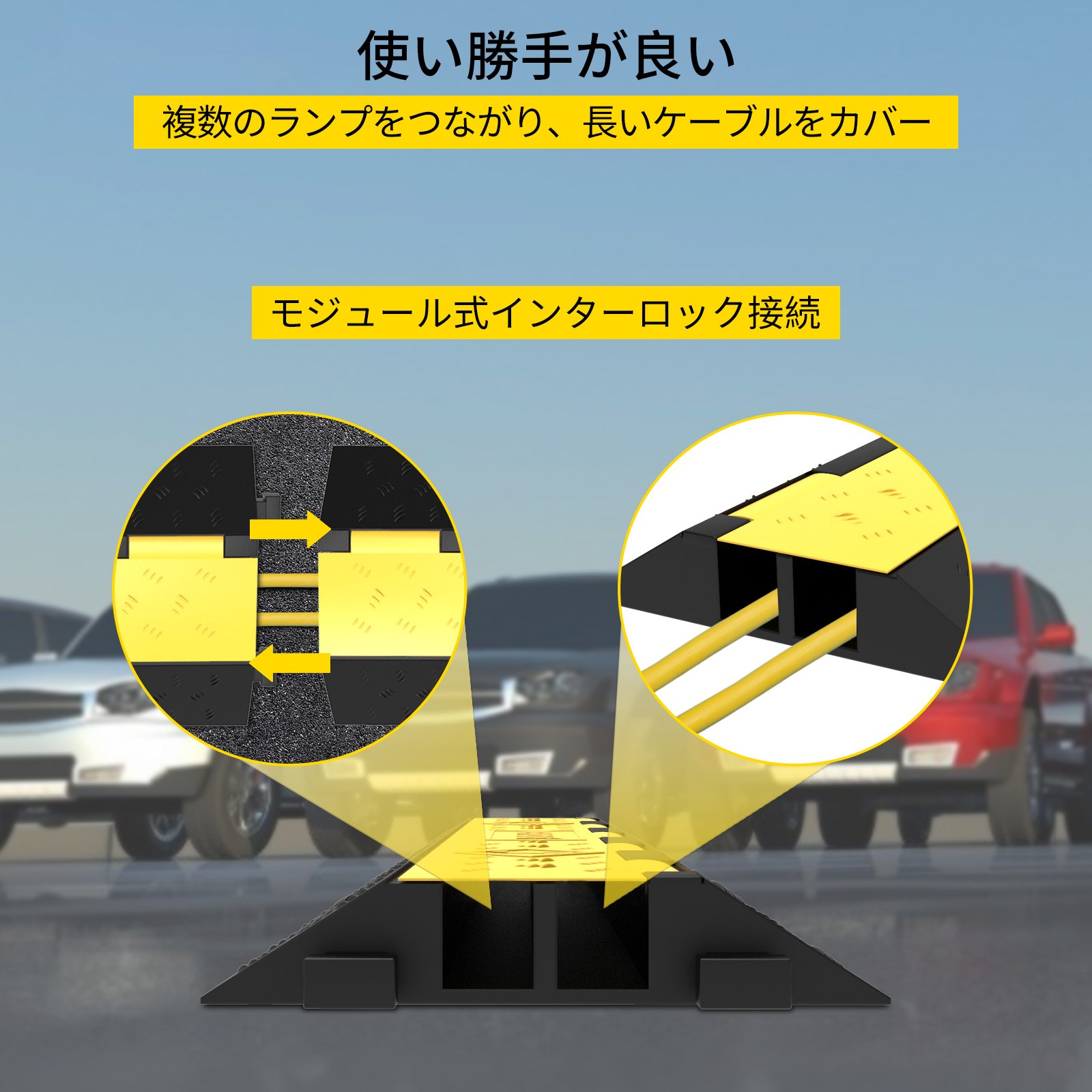 5チャンネル ゴムケーブルプロテクター 電線カバーランプ 倉庫 私道 30-40Tの耐荷重 35×20×2インチ