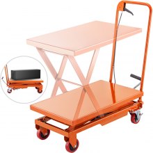 油圧シザーカート リフトテーブルカート 227kg 手動シザーリフトテーブル オレンジ