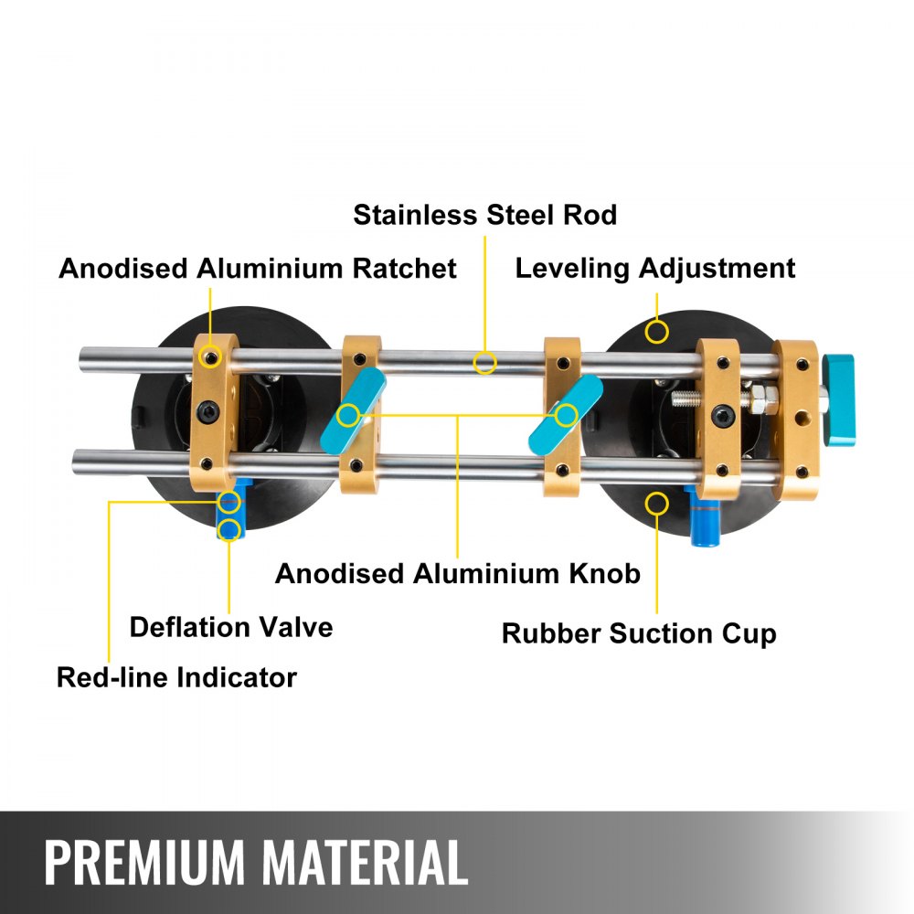 VEVOR タイルギャップアジャスター シームレスストーンシームセッター 6インチ真空サクションカップセッター シーム＆レベリング用