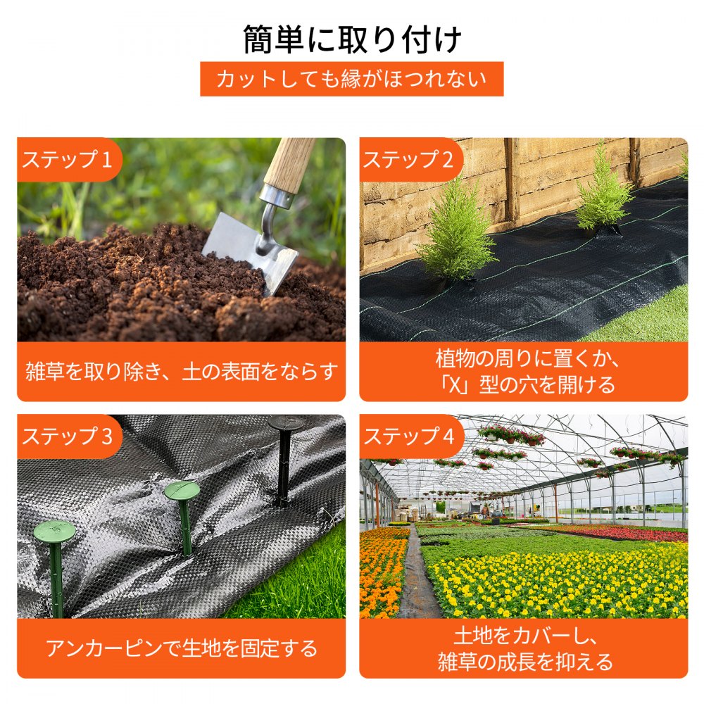 VEVOR 除草シート 雑草バリアランドスケープファブリック ジオテキスタイル下敷き 76x1.8m PP織物
