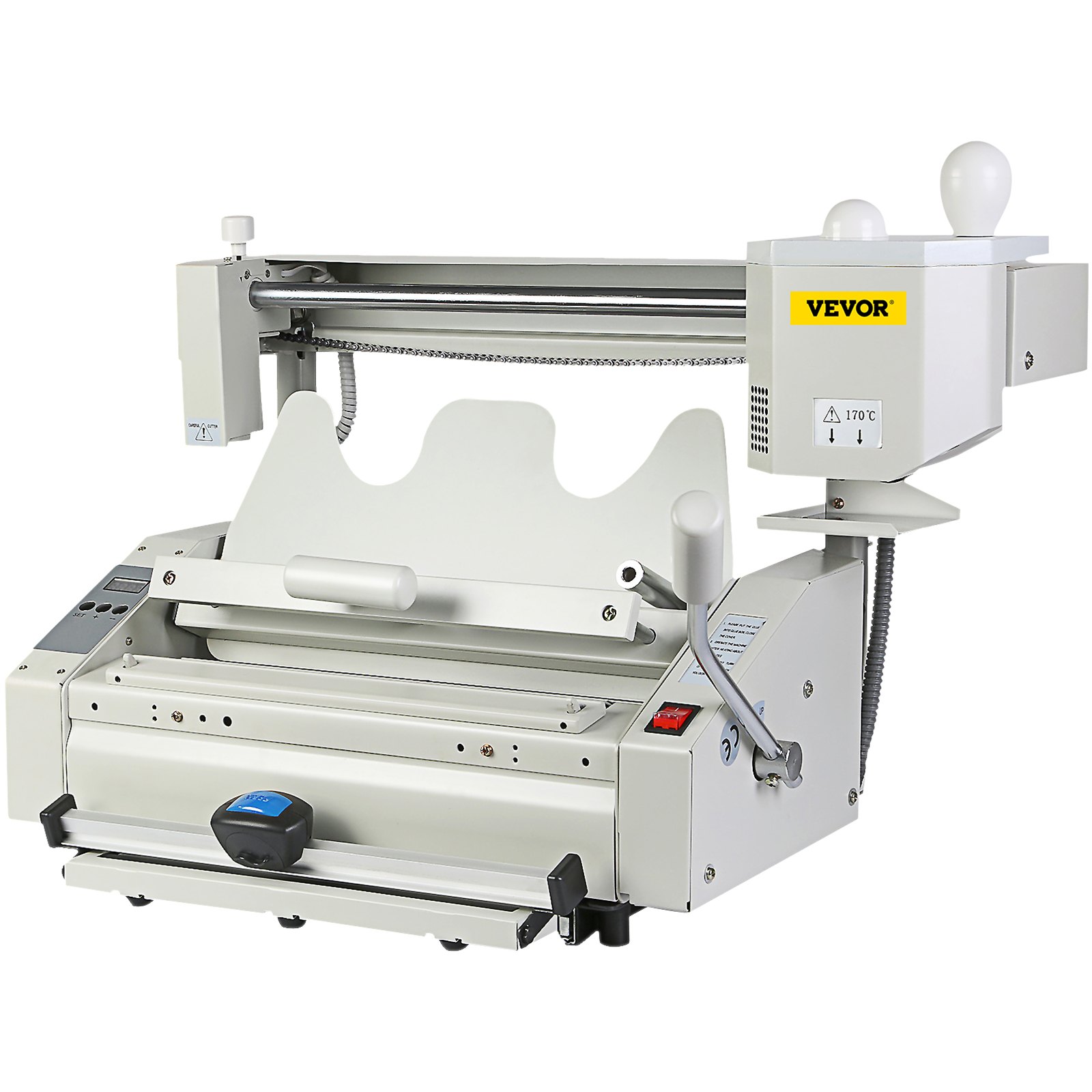 Máquina encuadernadora de libros con pegamento inalámbrica VEVOR con asas dobles y control de temperatura.