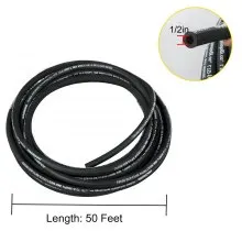 Manguera hidráulica VEVOR Mangueras hidráulicas de goma de 50 pies con 2 trenzas de alambre de acero de alta resistencia, diámetro interior de 1/2 pulgada, 5000 PSI máx., manguera hidráulica a granel -40 °F a 250 °F, manguera flexible de aceite hidráulico
