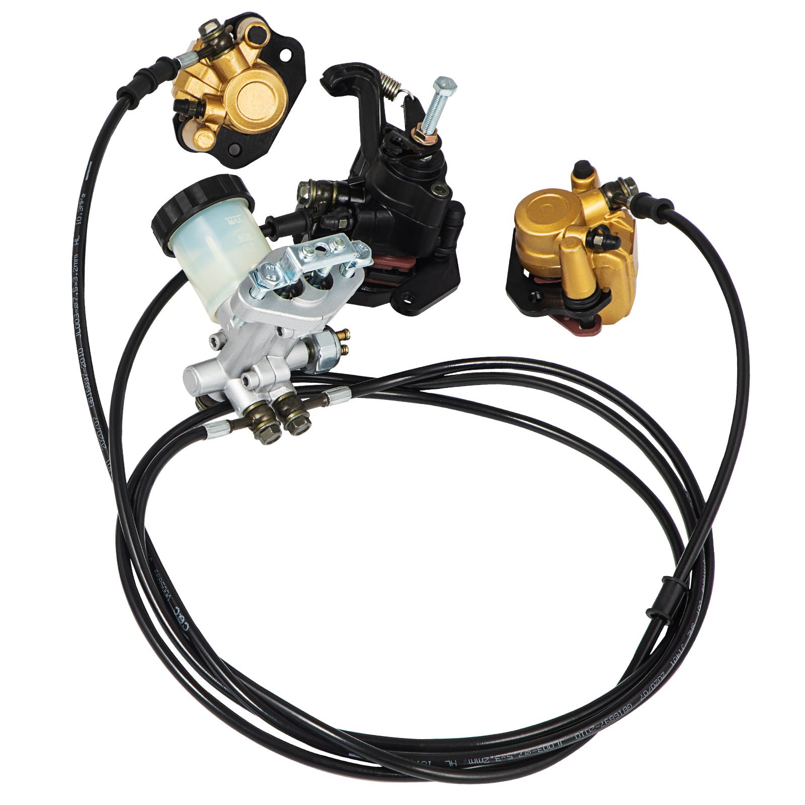 Kit de cilindro maestro de freno de kart VEVOR con cables y componentes de freno.